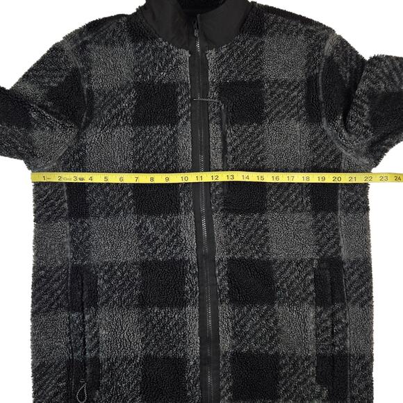 Mens Vineyard Vines On The Go Full Zip Sherpa Size Medium Black Gray Plaid - Picture 4 of 8